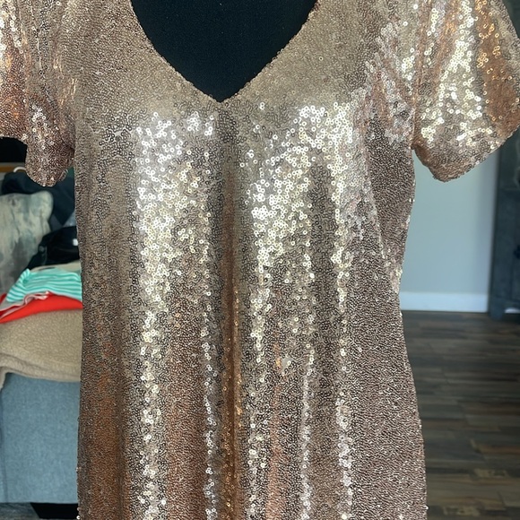 Lulus Light up the Night Champagne sequin dress - Picture 10 of 15